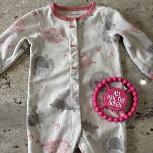 6 month fleece pajamas and teether